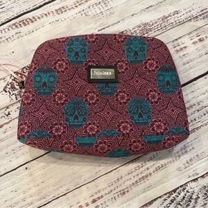 Pink and Teal Skull Cosmetic Bag by
